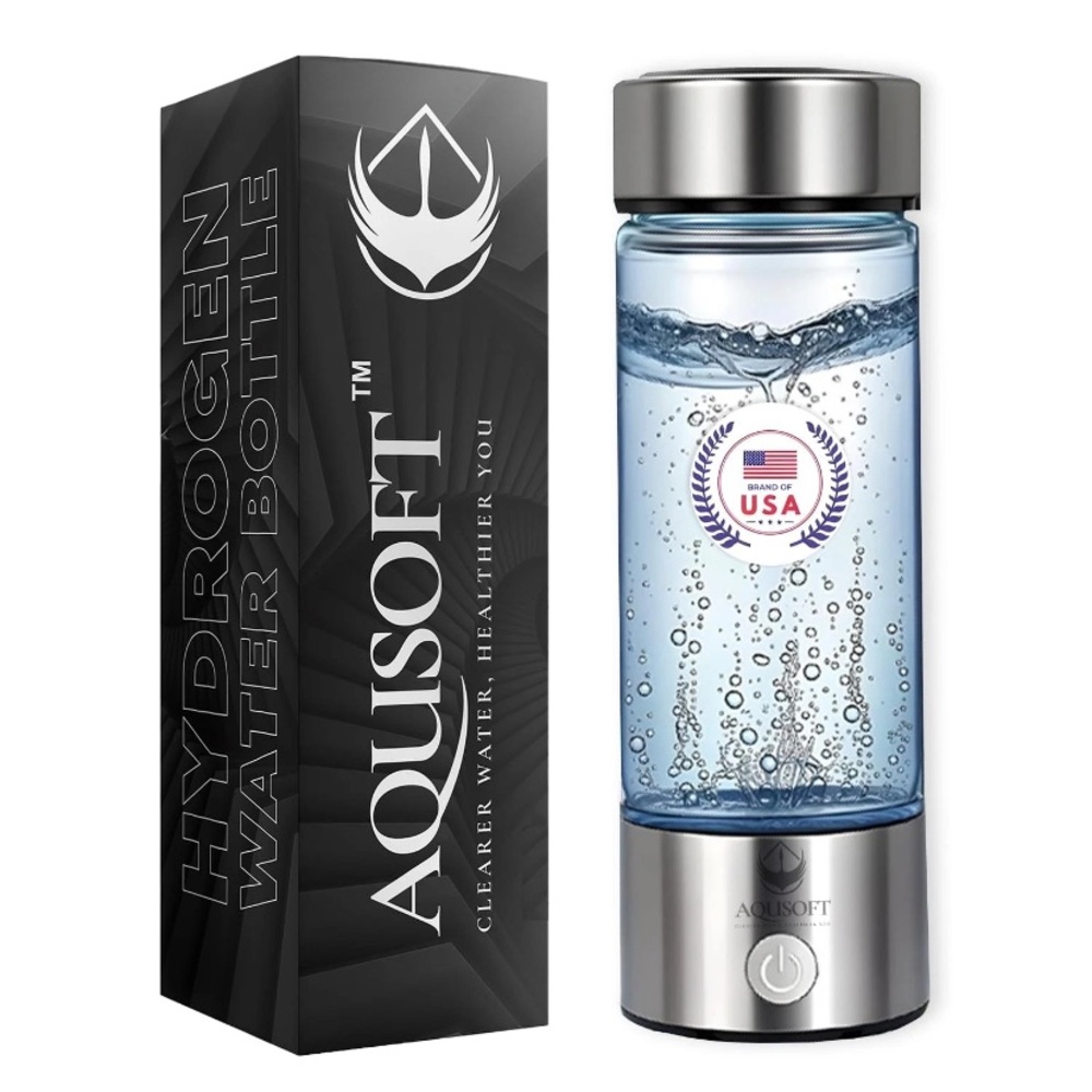 AQUSOFT 14.2 oz/420ml Portable Hydrogen Water Bottle with SPEPEM Technology